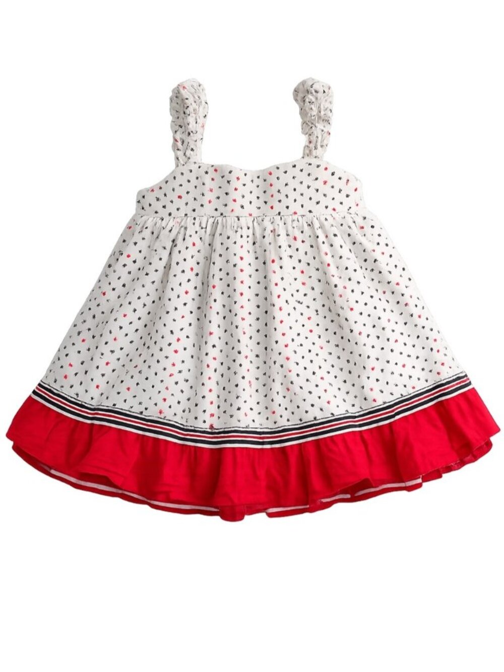 baby Gap Girl white red black stars ruffled baby dress 3-6 months
